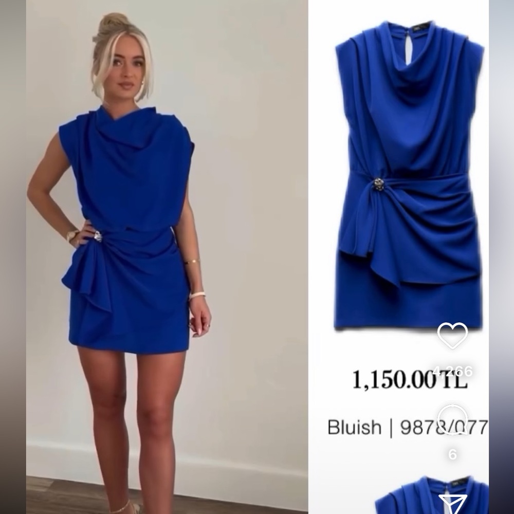 NWT ZARA SS24 WRAP FRONT BROOCH DRESS 9878/077 016/299